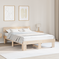 vidaXL Sängram med huvudgavel Brun 150 x 200 cm Massiv furu