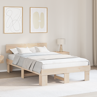 vidaXL Sängram med huvudgavel Brun 120 x 200 cm Massiv furu