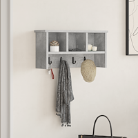 vidaXL Väggmonterad Klädhängare med hylla Betonggrå 50 x 16 x 26 cm