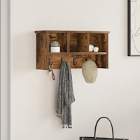 vidaXL Väggmonterad Klädhängare med hylla Rökfärgad ek 50 x 16 x 26 cm