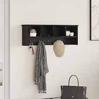 vidaXL Väggmonterad Klädhängare med hylla Väggmonterad med lagring Svart ek 75 x 16 x 26 cm