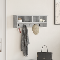 vidaXL Väggmonterad Klädhängare med hylla Väggmonterad med lagring Betonggrå 75 x 16 x 26 cm