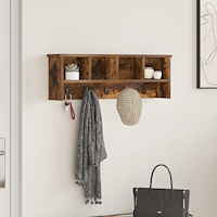 vidaXL Väggmonterad Klädhängare med hylla Rökfärgad ek 75 x 16 x 26 cm