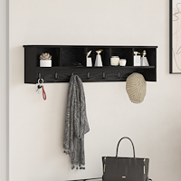 vidaXL Väggmonterad Klädhängare med hylla Väggmonterad med lagring Svart ek 100 x 16 x 26 cm