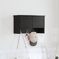 vidaXL Väggmonterad Klädhängare med hylla Väggmonterad med lagring med dörr Svart ek 50 x 20 x 30 cm