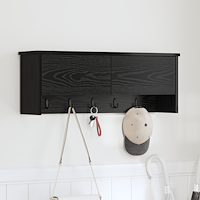 vidaXL Väggmonterad Klädhängare med hylla Väggmonterad med lagring med dörr Svart ek 80 x 20 x 30 cm
