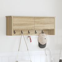 vidaXL Väggmonterad Klädhängare med hylla Väggmonterad med lagring med dörr Sonoma ek 80 x 20 x 30 cm