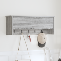 vidaXL Väggmonterad Klädhängare med hylla Grå sonoma 80 x 20 x 30 cm