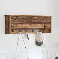 vidaXL Väggmonterad Klädhängare med hylla Gammalt trä 80 x 20 x 30 cm