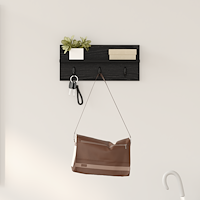 vidaXL Väggmonterad Klädhängare med hylla Svart ek 40 x 10.5 x 18 cm