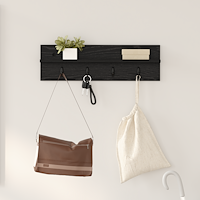 vidaXL Väggmonterad Klädhängare med hylla Svart ek 60 x 10.5 x 18 cm