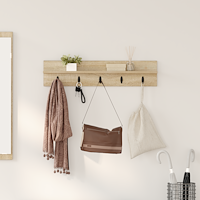 vidaXL Väggmonterad Klädhängare med hylla Sonoma ek 80 x 10.5 x 18 cm