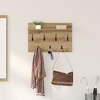 vidaXL Väggmonterad Klädhängare med hylla artisan ek 60 x 40 x 12 cm