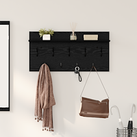 vidaXL Väggmonterad Klädhängare med hylla Väggmonterad med lagring Svart ek 80 x 40 x 12 cm