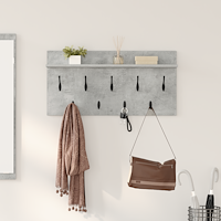 vidaXL Väggmonterad Klädhängare med hylla Väggmonterad med lagring Betonggrå 80 x 40 x 12 cm