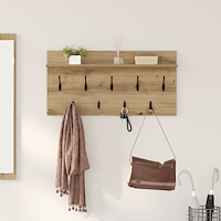vidaXL Väggmonterad Klädhängare med hylla artisan ek 80 x 40 x 12 cm