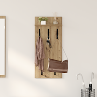 vidaXL Väggmonterad Klädhängare med hylla artisan ek 90 x 40 x 10 cm