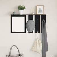 vidaXL Väggmonterad Klädhängare med hylla Väggmonterad med spegel Svart ek 85 x 10 x 45 cm