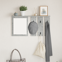 vidaXL Väggmonterad Klädhängare med hylla Väggmonterad med spegel Betonggrå 85 x 10 x 45 cm