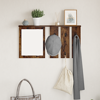 vidaXL Väggmonterad Klädhängare med hylla Rökfärgad ek 85 x 10 x 45 cm