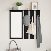 vidaXL Väggmonterad Klädhängare med hylla Väggmonterad med spegel Svart ek 84 x 10 x 80 cm