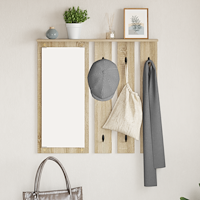 vidaXL Väggmonterad Klädhängare med hylla Väggmonterad med spegel Sonoma ek 84 x 10 x 80 cm