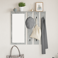 vidaXL Väggmonterad Klädhängare med hylla Väggmonterad med spegel Betonggrå 84 x 10 x 80 cm
