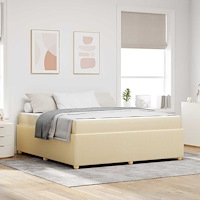 vidaXL Sängram med madrass med madrass Kräm 180 x 200 cm tyg