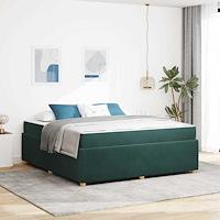 vidaXL Sängram med madrass med madrass Mörkgrön 180 x 200 cm Sammet