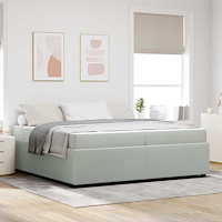 vidaXL Sängram med madrass med madrass Ljusgrå 200 x 200 cm Sammet