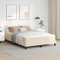 vidaXL Sängram med madrass Kräm 140 x 200 cm tyg