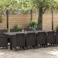 vidaXL Trädgårdsmöbelset 13 pcs Brun Poly rattan