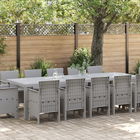 vidaXL Trädgårdsmöbelset med kudde 13 pcs Ljusgrå Poly rattan