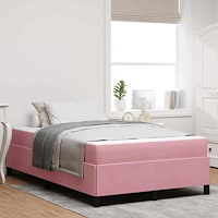 vidaXL Sängram med madrass Rosa och vit 120 x 190 cm Sammet