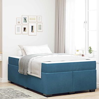 vidaXL Sängram med madrass med madrass Mörkblå 120 x 190 cm Sammet