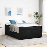 vidaXL Sängram med madrass med madrass Svart 140 x 200 cm Sammet