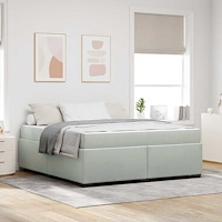vidaXL Sängram med madrass med madrass Ljusgrå 180 x 200 cm Sammet