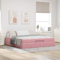 vidaXL Sängram Rosa 180 x 200 cm Sammet