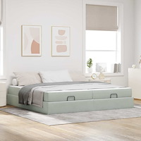 vidaXL Sängram Ljusgrå 200 x 200 cm Sammet