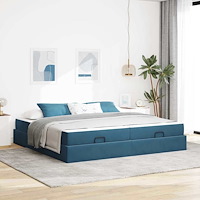 vidaXL Sängram Blå 200 x 200 cm Sammet