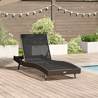 vidaXL Solstol med kudde 1-person Brun 197 x 70 x 82 cm Poly rattan