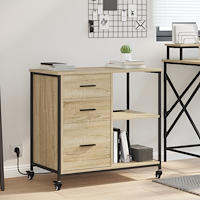 vidaXL Kontorsskåp med hjul Sonoma ek 76 x 41 x 72 cm Konstruerat trä