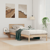 vidaXL Sängram med sängbord Brun 80 x 200 cm Massiv furu