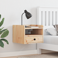vidaXL Sängbord med låda Väggmonterad 2 pcs Brun 38 x 36 x 29.5 cm Massiv furu