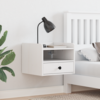 vidaXL Sängbord med låda Väggmonterad 2 pcs Vit 38 x 36 x 29.5 cm Massiv furu