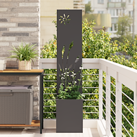 vidaXL Trädgårdsplanterare med dekorativ panel Svart 32 x 140 cm