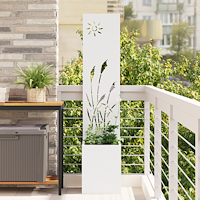 vidaXL Trädgårdsplanterare med dekorativ panel Vit 32 x 140 cm