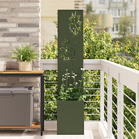 vidaXL Trädgårdsplanterare med dekorativ panel Olivgrön 32 x 140 cm