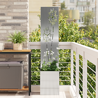 vidaXL Trädgårdsplanterare med dekorativ panel Silver 32 x 140 cm