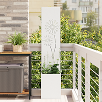 vidaXL Trädgårdsplanterare med dekorativ panel Vit 32 x 140 cm